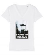 I Want to Believe Tricou mânecă scurtă guler V Damă Evoker