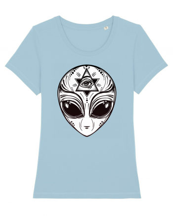 Alien with All Seeing Eye Illuminati Sky Blue
