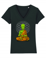 Alien Yoga Meditation Buddha Tricou mânecă scurtă guler V Damă Evoker