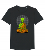 Alien Yoga Meditation Buddha Tricou mânecă scurtă guler larg Bărbat Skater