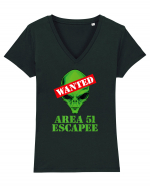 Area 51 Escapee Wanted Tricou mânecă scurtă guler V Damă Evoker