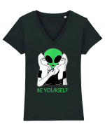 Be Yourself Alien Mask Tricou mânecă scurtă guler V Damă Evoker