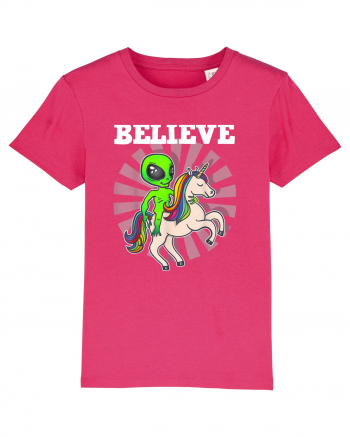 Believe Space Alien Riding Unicorn Funny Raspberry