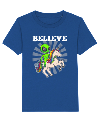 Believe Space Alien Riding Unicorn Funny Majorelle Blue