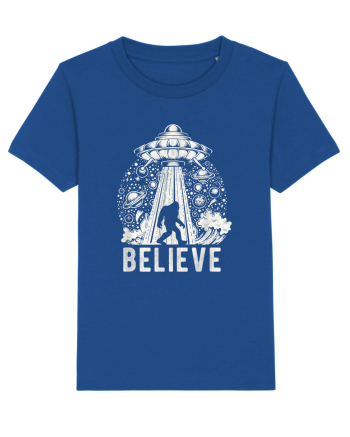 Believe Vintage Alien Spaceship Bigfoot Majorelle Blue