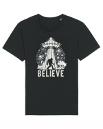 Believe Vintage Alien Spaceship Bigfoot Tricou mânecă scurtă Unisex Rocker