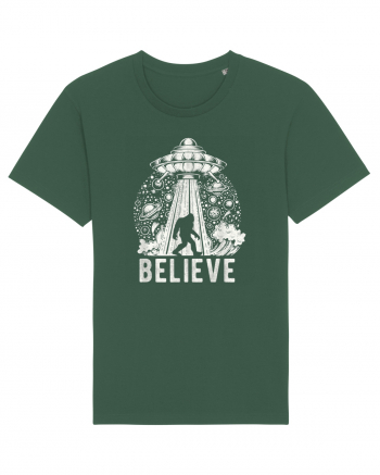 Believe Vintage Alien Spaceship Bigfoot Bottle Green
