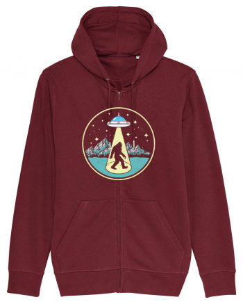 Bigfoot Abduction Vintage Sasquatch Burgundy