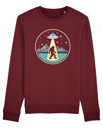 Bigfoot Abduction Vintage Sasquatch Burgundy