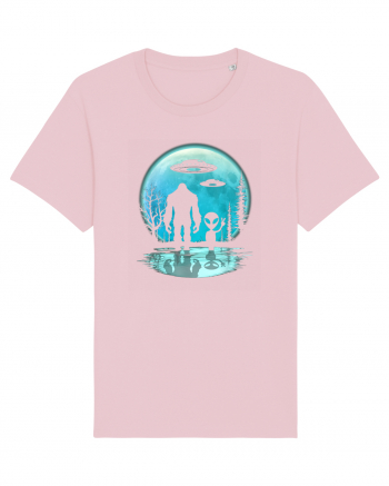 Bigfoot and Alien Under the Moon Cotton Pink