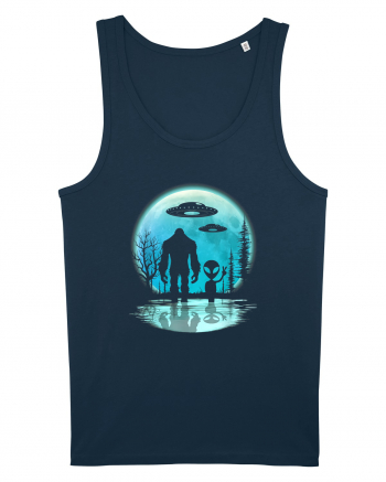 Bigfoot and Alien Under the Moon Navy