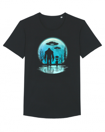 Bigfoot and Alien Under the Moon Black