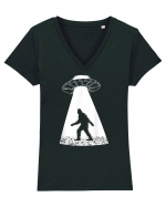 Bigfoot UFO Abduction Tricou mânecă scurtă guler V Damă Evoker