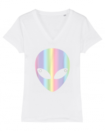 Colourful Alien Head White