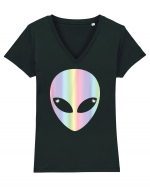 Colourful Alien Head Tricou mânecă scurtă guler V Damă Evoker