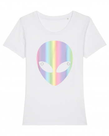 Colourful Alien Head White