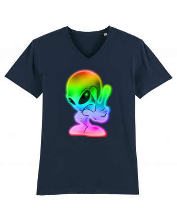 Colourful Alien Peace Sign UFO Alien French Navy