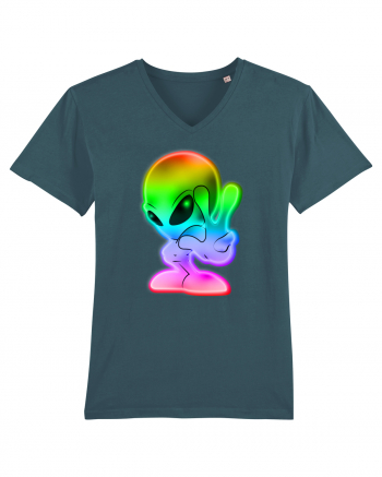 Colourful Alien Peace Sign UFO Alien Stargazer