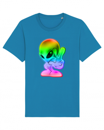 Colourful Alien Peace Sign UFO Alien Azur