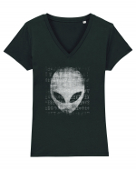 Ancient Alien Face Tricou mânecă scurtă guler V Damă Evoker