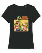 Cool Retro Alien Hello Humans Tricou mânecă scurtă guler larg fitted Damă Expresser