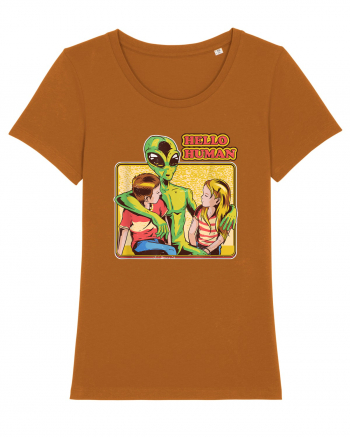 Cool Retro Alien Hello Humans Roasted Orange