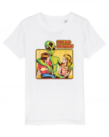 Cool Retro Alien Hello Humans White