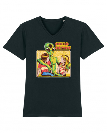 Cool Retro Alien Hello Humans Black