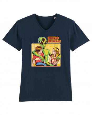 Cool Retro Alien Hello Humans French Navy