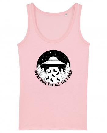 Corgi Lover UFO Alien Abduction Cotton Pink