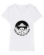 Corgi Lover UFO Alien Abduction Tricou mânecă scurtă guler V Damă Evoker