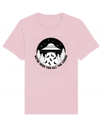 Corgi Lover UFO Alien Abduction Cotton Pink