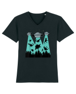 Dinosaur Alien Abduction Tricou mânecă scurtă guler V Bărbat Presenter