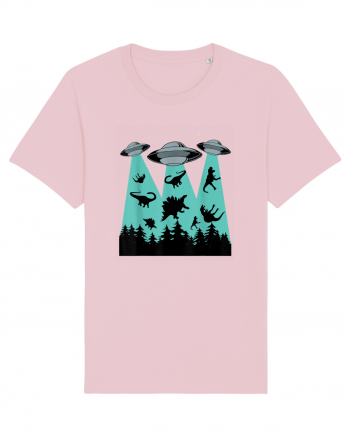 Dinosaur Alien Abduction Cotton Pink