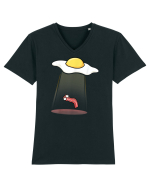 Funny Alien Breakfast Tricou mânecă scurtă guler V Bărbat Presenter