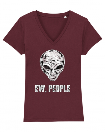 Ew People Funny Alien Face Burgundy