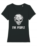 Ew People Funny Alien Face Tricou mânecă scurtă guler larg fitted Damă Expresser