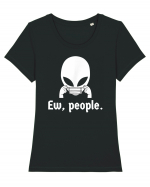 Ew People Introvert Alien Face Mask Tricou mânecă scurtă guler larg fitted Damă Expresser