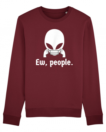 Ew People Introvert Alien Face Mask Burgundy