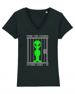 Free The Homies Jail Area 51 Tricou mânecă scurtă guler V Damă Evoker