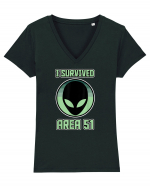 Funny Storm Area 51 Survived Alien Raid Tricou mânecă scurtă guler V Damă Evoker