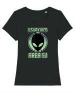 Funny Storm Area 51 Survived Alien Raid Tricou mânecă scurtă guler larg fitted Damă Expresser