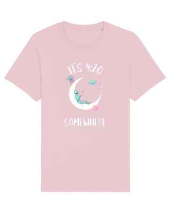 Funny Weed Joint Smoking Moon Cotton Pink
