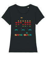 Game Over Retro Arcade Gaming Tricou mânecă scurtă guler larg fitted Damă Expresser