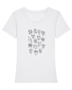 Personaje Din Linie Continuă Tricou mânecă scurtă guler larg fitted Damă Expresser