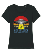 Get In Loser We're Doing Butt Stuff Tricou mânecă scurtă guler larg fitted Damă Expresser