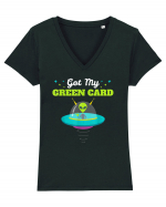 Got my Green Card Immigration Alien Tricou mânecă scurtă guler V Damă Evoker