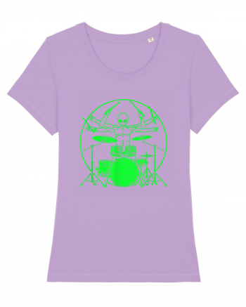 Green UFO Alien Drummer Lavender Dawn