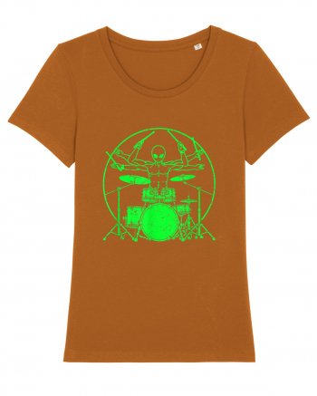 Green UFO Alien Drummer Roasted Orange