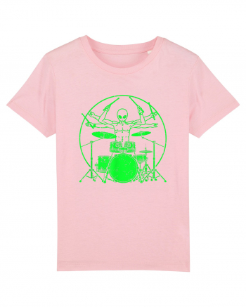 Green UFO Alien Drummer Cotton Pink